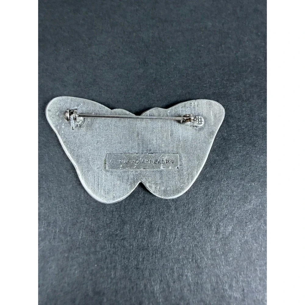 Marjolein Bastin Blue Butterfly Brooch Pin Silver Tone Nature Art Jewelry